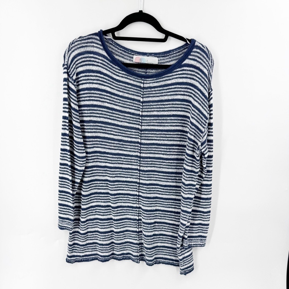 ✅ FREE PEOPLE BEACH BLUE/WHITE LIGHTWEIGHT STRIPED SWEATER SIZE SMALL